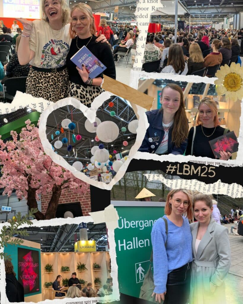 Vier Personen am dekorierten BookTamer-Stand auf der Leipziger Buchmesse 2025