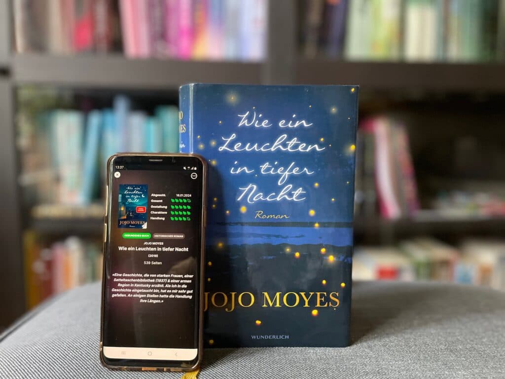 Buch und BookTamer-Eintrag zu "Wie ein Leuchten in tiefer Nacht" von Jojo Moyes